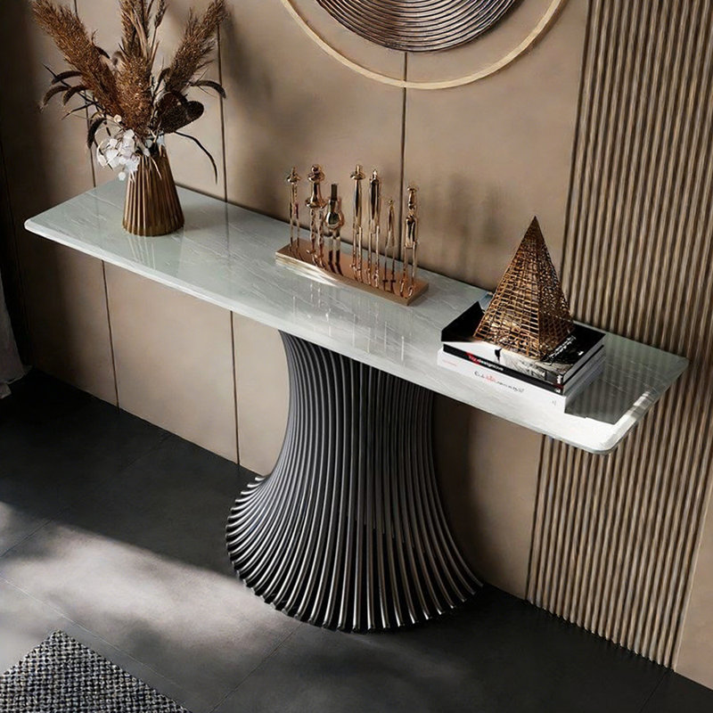 Olmos Console Table, Off White/Dark Grey, 33.5" H x 63" W x 13.8" D