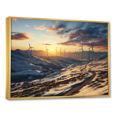 «Sunset Wind Turbines Mountain View III - Wind Turbines», art mural