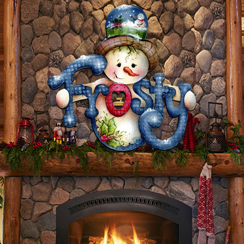 Cintre de porte en bois Frosty on Figurine, H 24 po x l 18 po x P 0,25 po