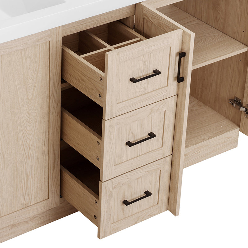 59.3" Double Bathroom Vanity With Solid Wood Frame & Smc Sink