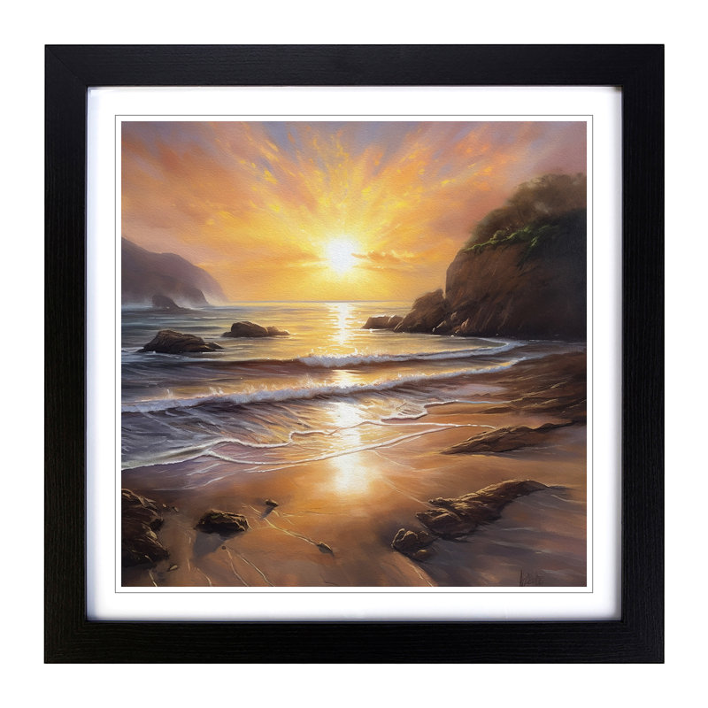 Sunrise Oil Painting No.4 - Framed Print, Black