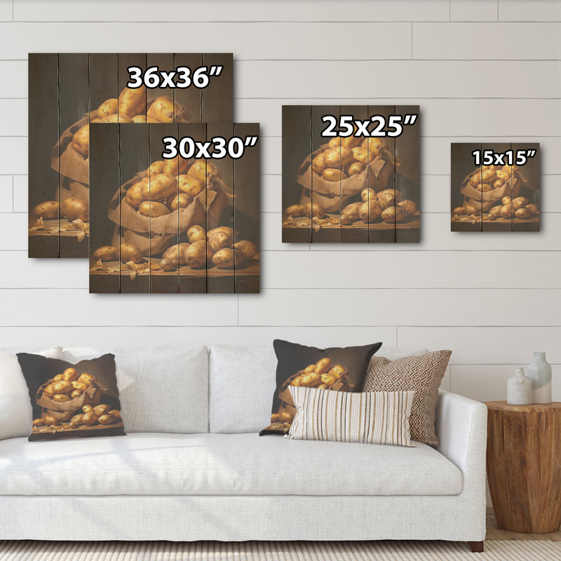 «Potato Amber», art mural sur bois de pin naturel, H 15 po x l 15 po