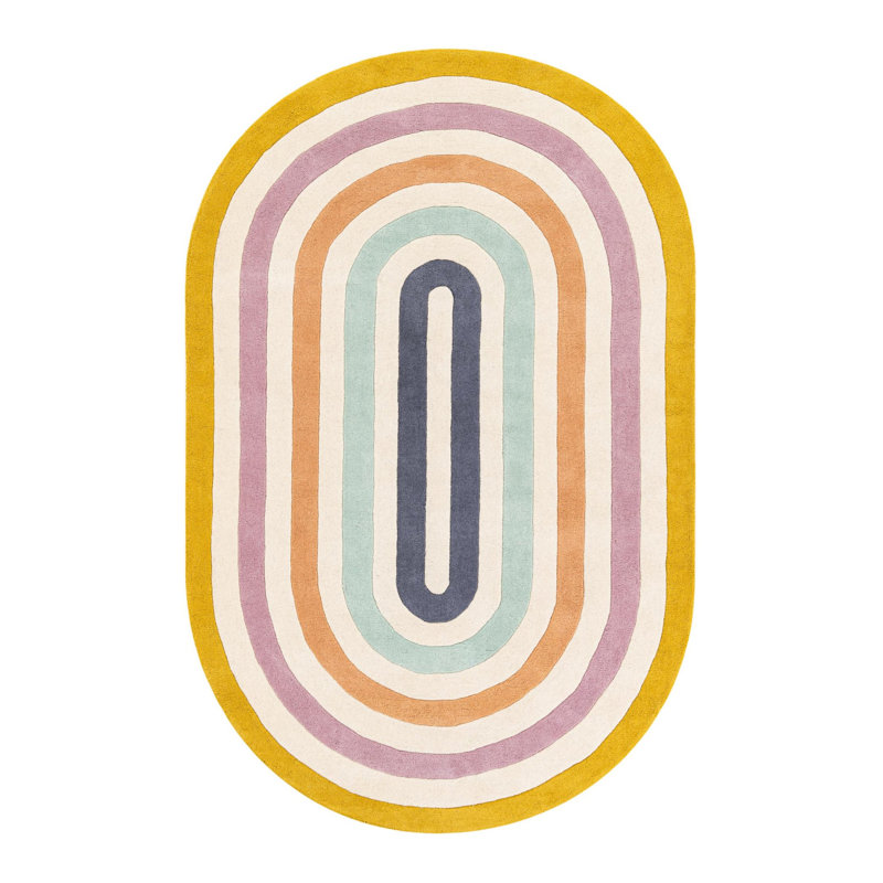 Latitude Run® Hand Tufted Wool Rug, Oval 5'1" x 8'