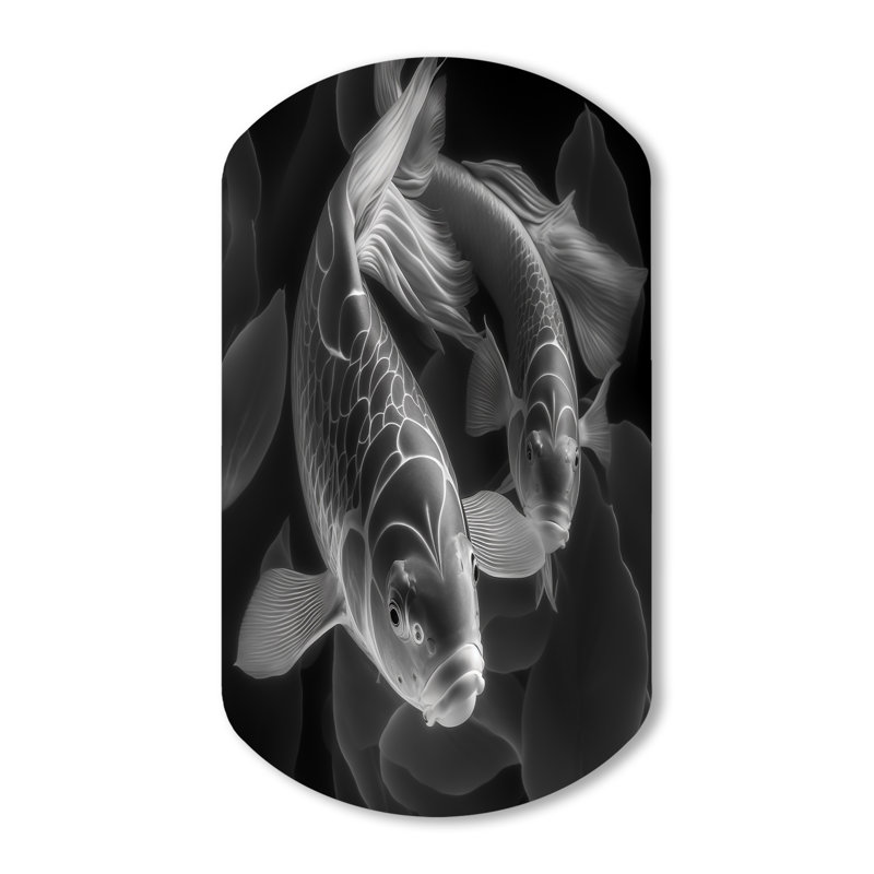 ëMono Koi Fishë, art animalier asymétrique en métal, H 31 po x l 19 po