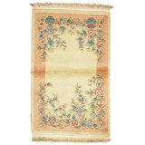 High-Quality Hand-Knotted Ivory And Peach Area Rug