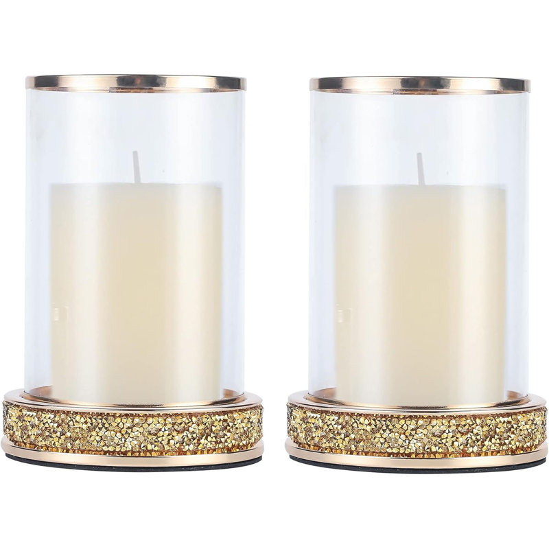 Candle Holders Set of 2,Hurricane Candle Holders,Candlesticks Holder With Glass Hurricane Lid