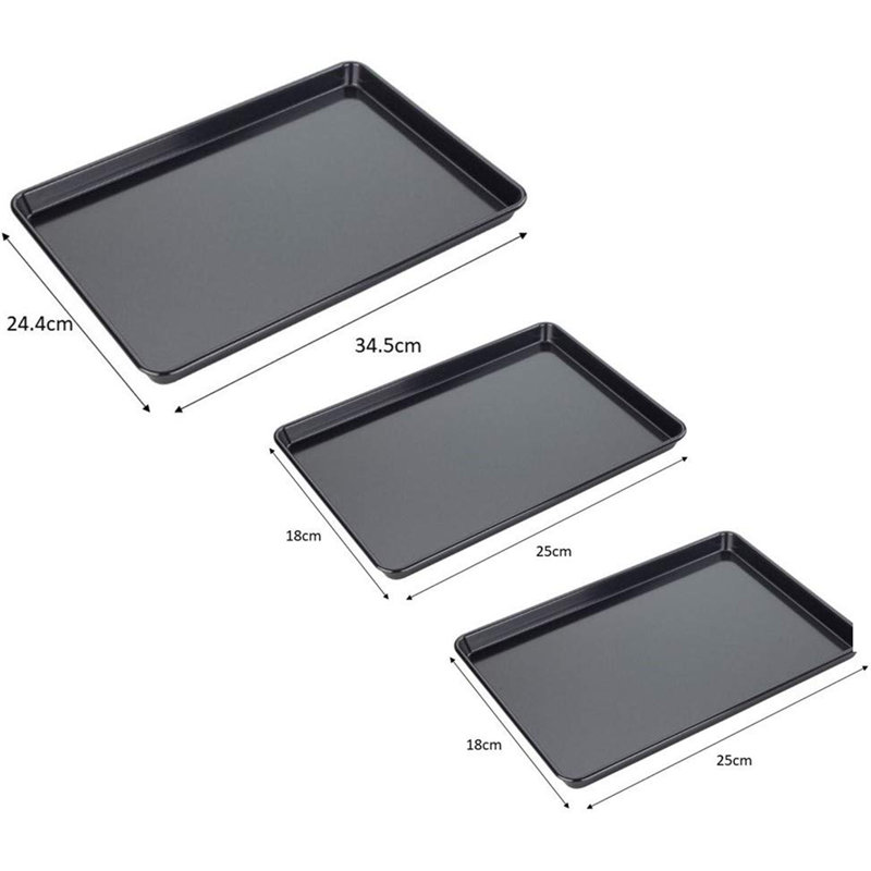 Belfry Kitchen Ainaro Non-Stick Carbon Steel 3 Piece Baking Tray Set