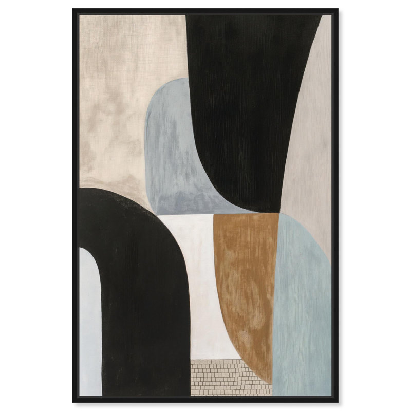 Interlocking Segments I Canvas Boho Geometric Art by Art Remedy, Black Floater Framed, 16'' H x 11'' W