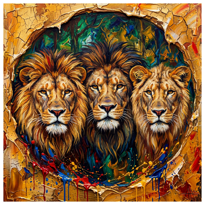 Three Majestic Lions, rideaux occultant et occultant Lions - 1 panneau, 50" x 80" - 1 Panel, Blockout