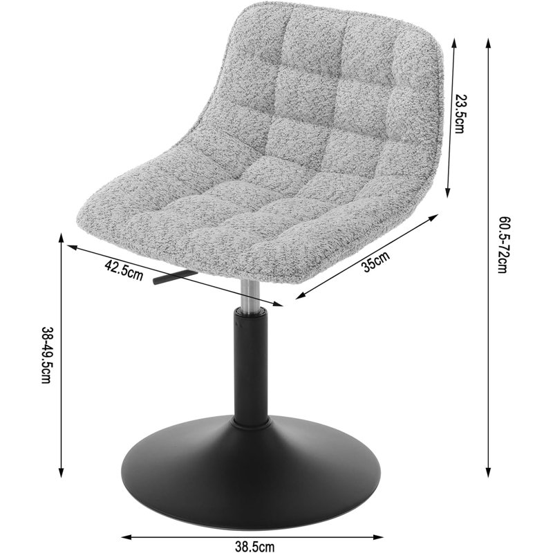 Nikeea Swivel Upholstered Adjustable Height Counter Stool, Grey