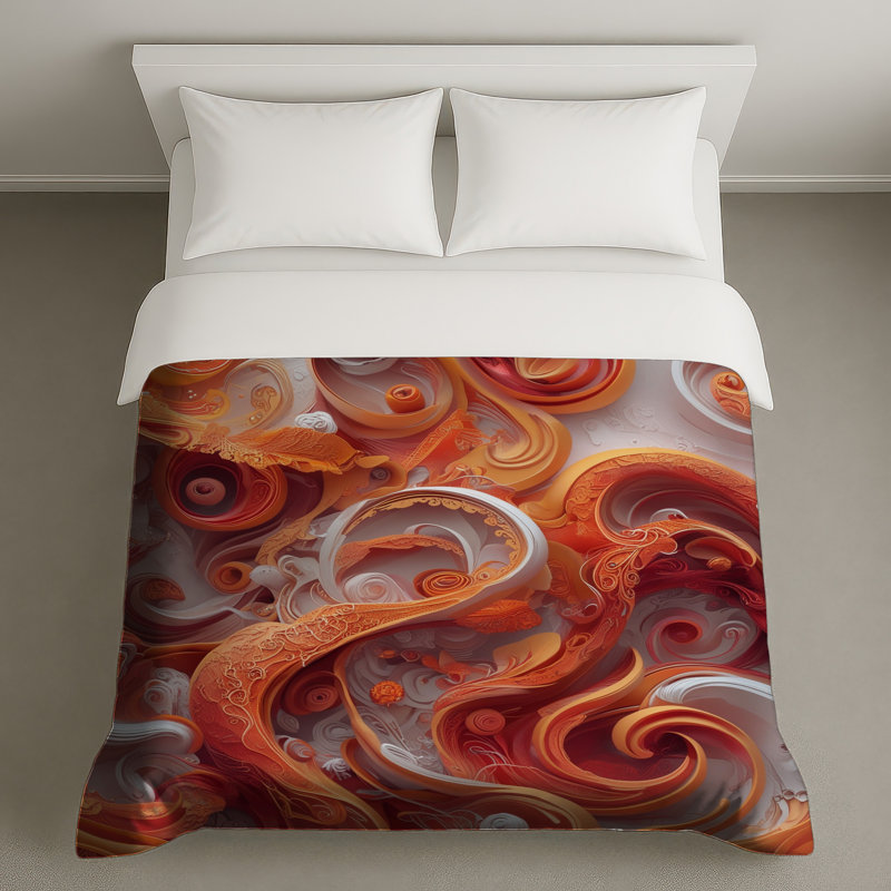 Swirling Orange Abstract Duvet Covers, Queen