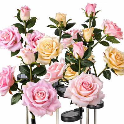 GIGALUMI Solar Rose Pathway Light, Multicolor, 3-Pack