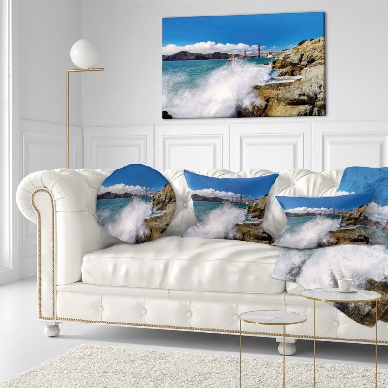 Coussin Gate Gate à San Francisco Seashore, 18 po x 18 po, Coussin décoratif