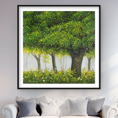 Forest by summer - Trees Contemporary Framed Matted Print