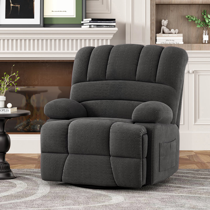 Fauteuil inclinable et berçant inclinable pivotant de H 40,94 po Heald, Velours gris carbone