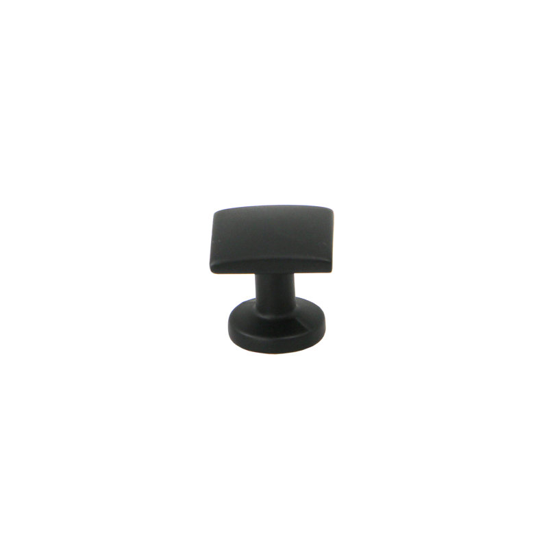 3/4" Square Cabinet Knob, Matte Black