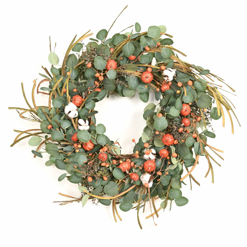 Couronne de 26 po pour la porte de l'Action de grâce avec eucalyptus