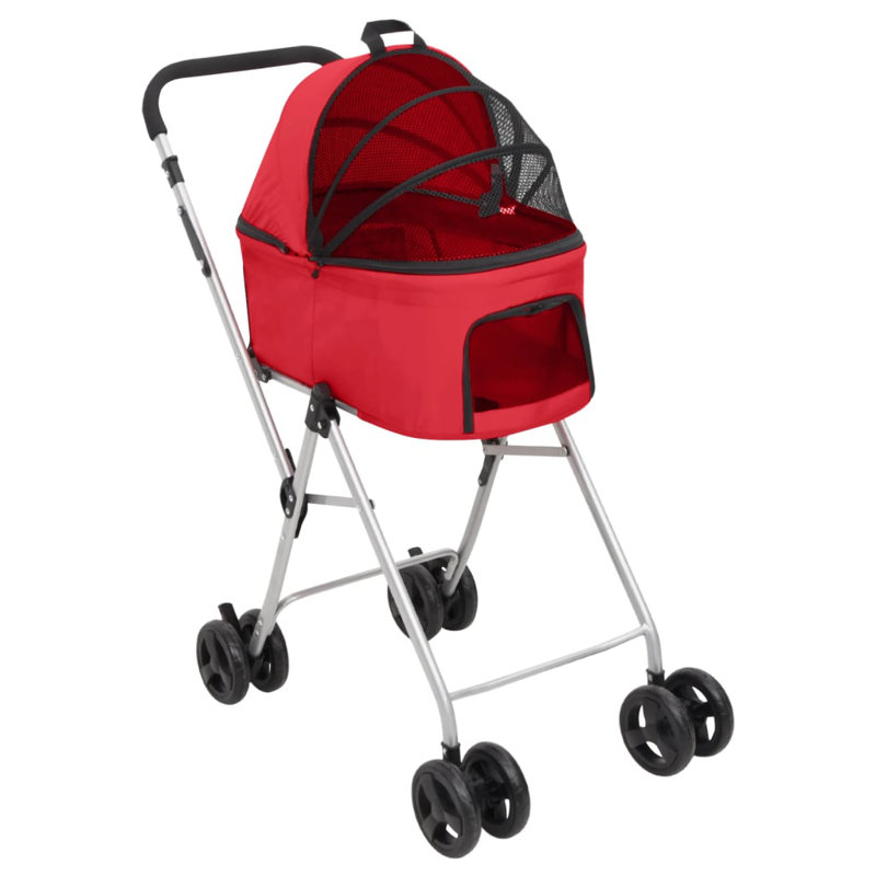 vidaXL Dog Stroller Red 300D Oxford Fabric 32.7x18.9x38.2 in Foldable
