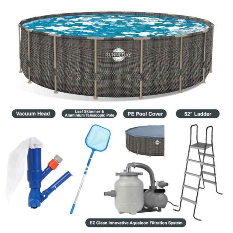 Sunneday 24' Round Rattan Soft-Sided Pool with Metal Frame