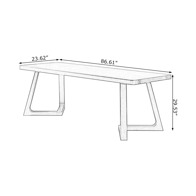 Bureau rectangulaire en bois massif noyer, H 29,53 po x l 86,61 po x P 23,62 po 