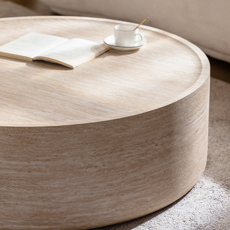 Table basse ronde 39,37 pouces à motif Mars pour salon moderne