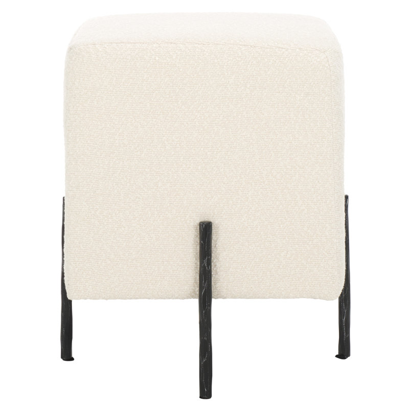 Dera Square Boucle Ottoman, Black