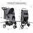 Foldable Pet Stroller, 3 Wheels Folding Carrier Jogger Stroller for Dogs Cats with Canopy and Basket-111302527