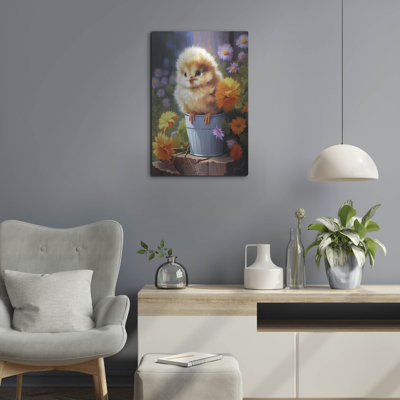 August Grove® 'Chick In The Garden' by Momart Metal Wall Art