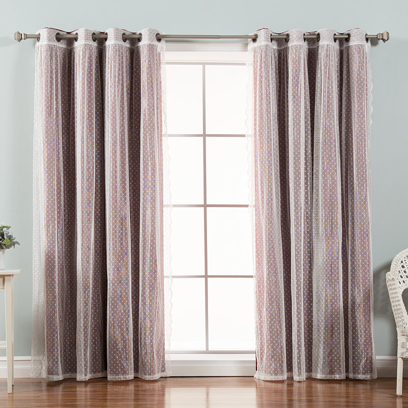 Tulle Polyester Room Darkening Curtain Panels, Burgundy, 52" W x 96" L