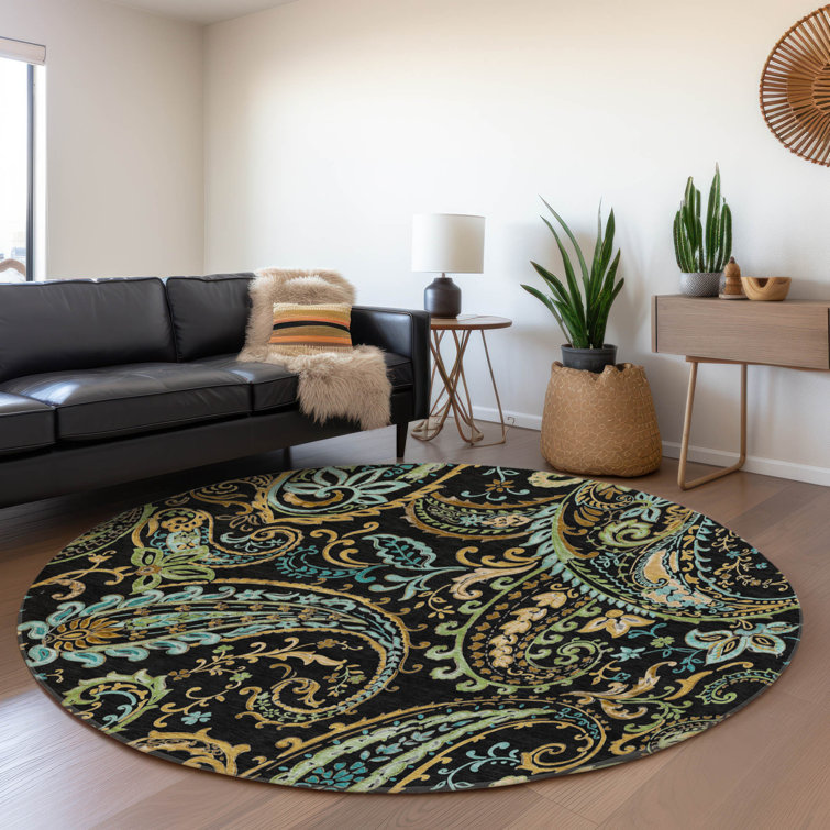 Premium Machine Washable Cerrito AMF533 Black Rug