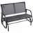 2-Person Outdoor Glider Bench, Patio Double Swing Rocking Chair Loveseat W/Powder Coated Steel Frame For Backyard Garden Porch, Gray