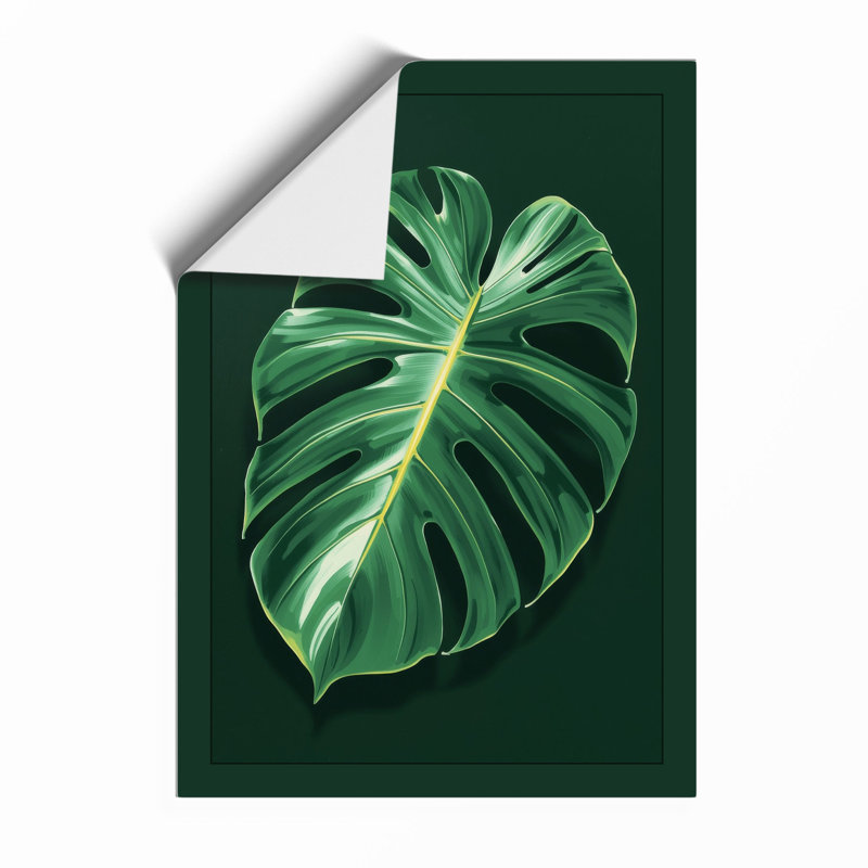Monstera In Green Botanical - Print, A2 - 59.4 x 42.0 cm, White