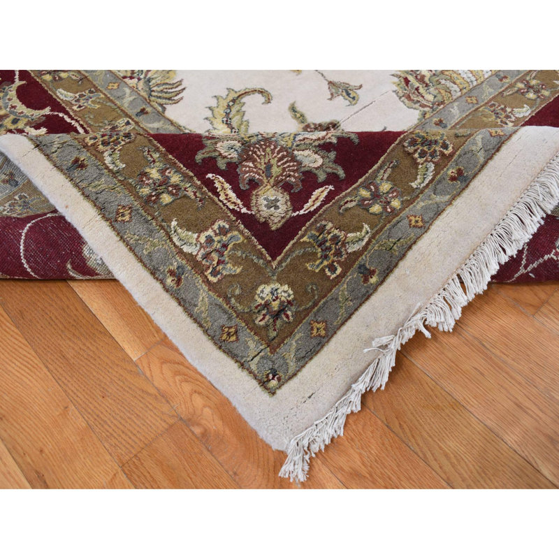 Tapis surdimensionné en laine et soie ivoire noué à la main 12 pi x 15 pi 3 po Rajasthan 228F7208894E4ECAB10FF9F905A264D