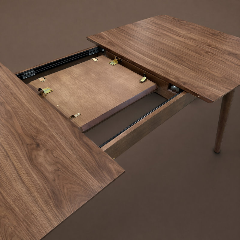 Extendable Solid Wood Base Dining Table, Walnut