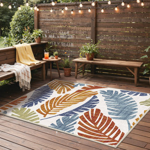 Modern Tropical Leaf Indoor/Outdoor Non-Slip Area Rug