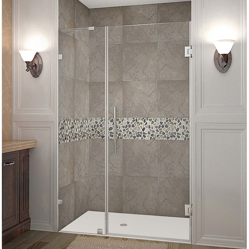 Porte de douche à charnière sans cadre 72 "Nautis, Chrome, Transparent, 39"