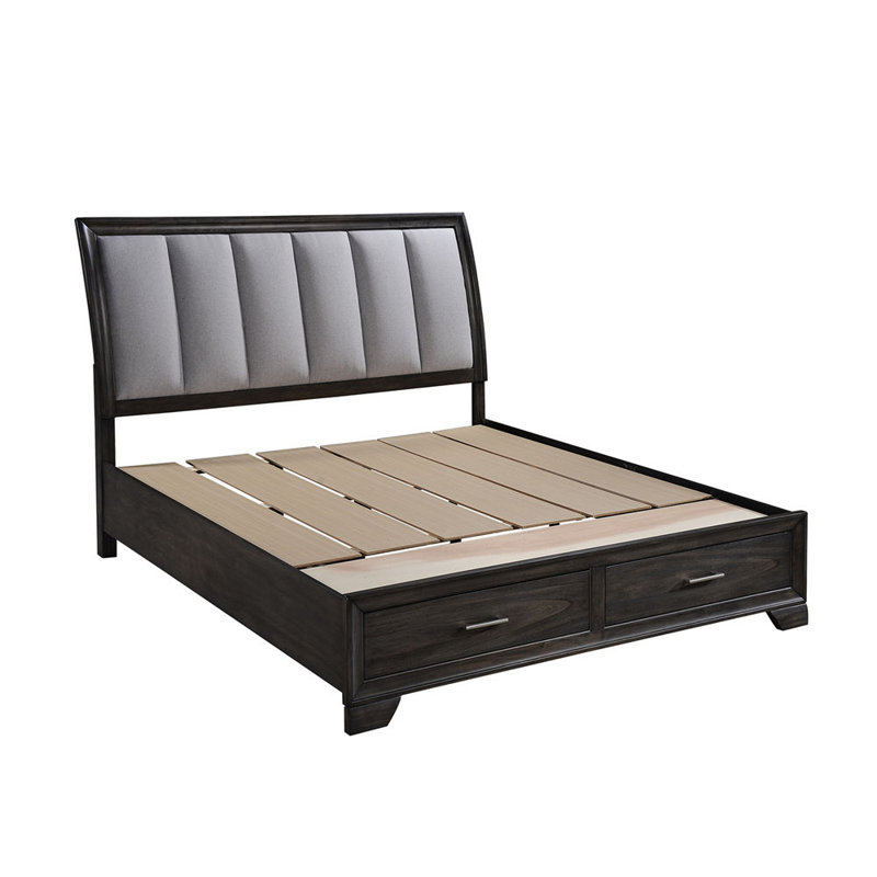Lit plateforme grand avec rangement 1pc, Gris