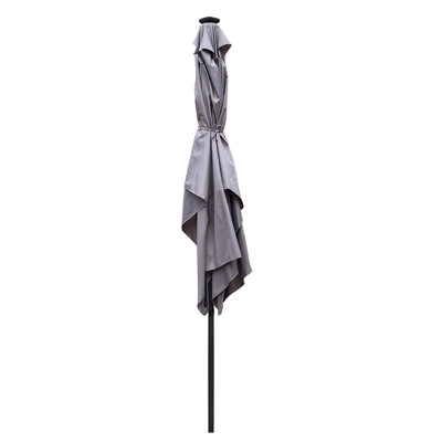 10 X 6.5T Rectangular Patio Solar Led Lighted Outdoor Umbrellas With Crank And Push Button Tilt For Garden Backyard Pool Swimming Pool