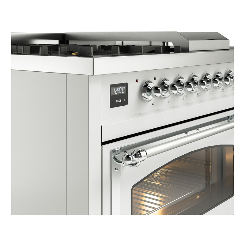 ILVE Nostalgie II Noblesse 48 inch Dual Fuel Range, Chrome, Natural Gas