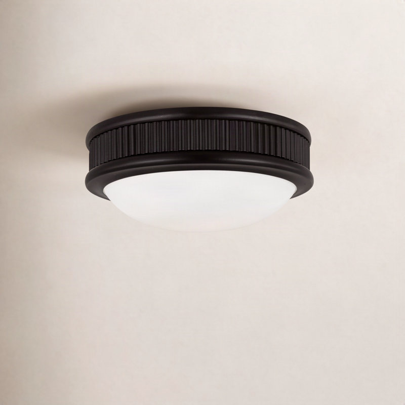 Ritz Flush Mount, Aged Iron, 3" H x 8" W x 8" D
