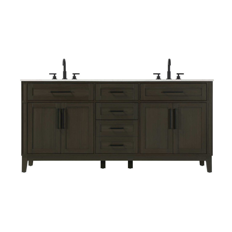 Meuble-lavabo double 72 po brun moka, Brun moka, 72"