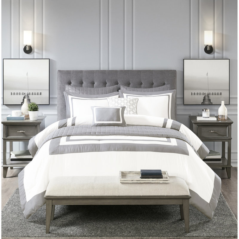 Édredon et courtepointe gris pour très grand / très grand lit - Collection de literie confortable Tissus doux et respirants