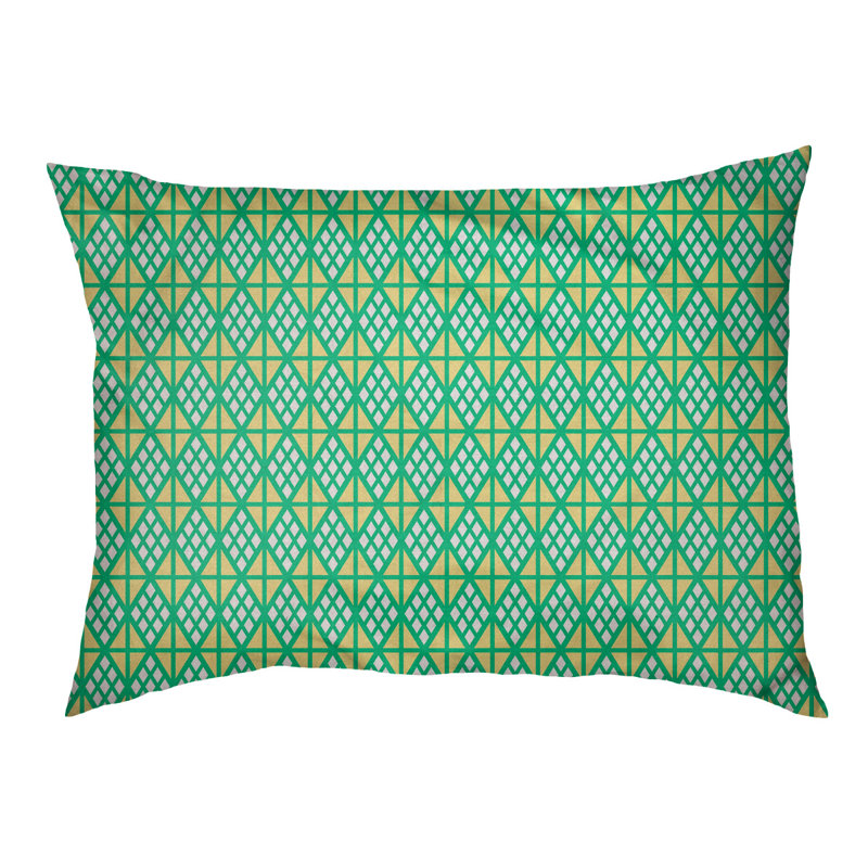 Coussin diamants Byrge, Moyen (L 29,5 po x P19,5 po x H 9,5 po), Vert / Jaune
