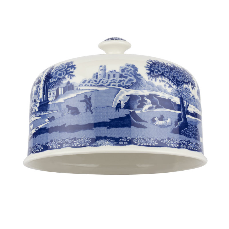 Spode Blue Italian 2 Pc Serving Platter W/Dome