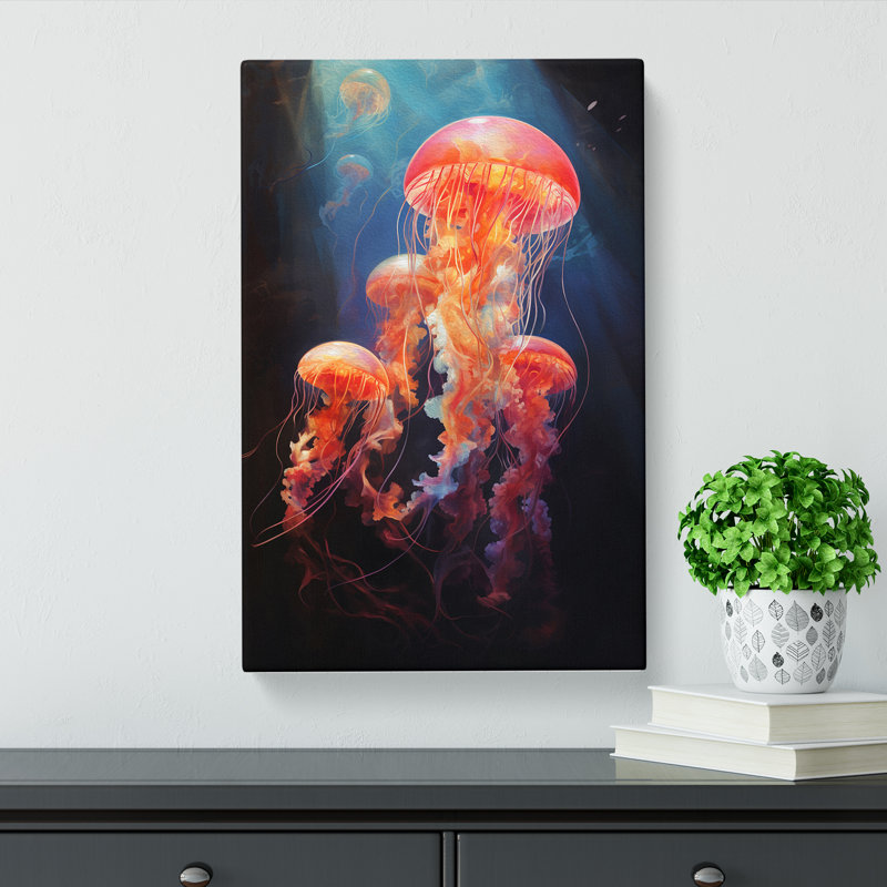 Jellyfish Classicism Art - Wrapped Canvas, 76cm H x 50cm W x 3cm D