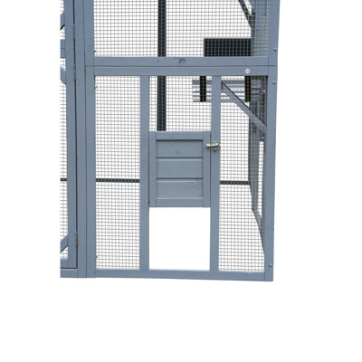 110" Large Cat Enclosure - 110.57 In. Depth, With Walk-in Door & Fun Outdoor Kitten House Playpen Platforms, Waterproof