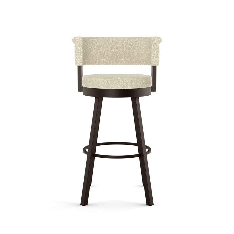 Tabouret de bar et de comptoir pivotant Highgate, Marron foncé, Polyester crème bouclé