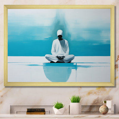 White Blue Meditation Harmony Of Mind - Spiritual Wall Art Prints