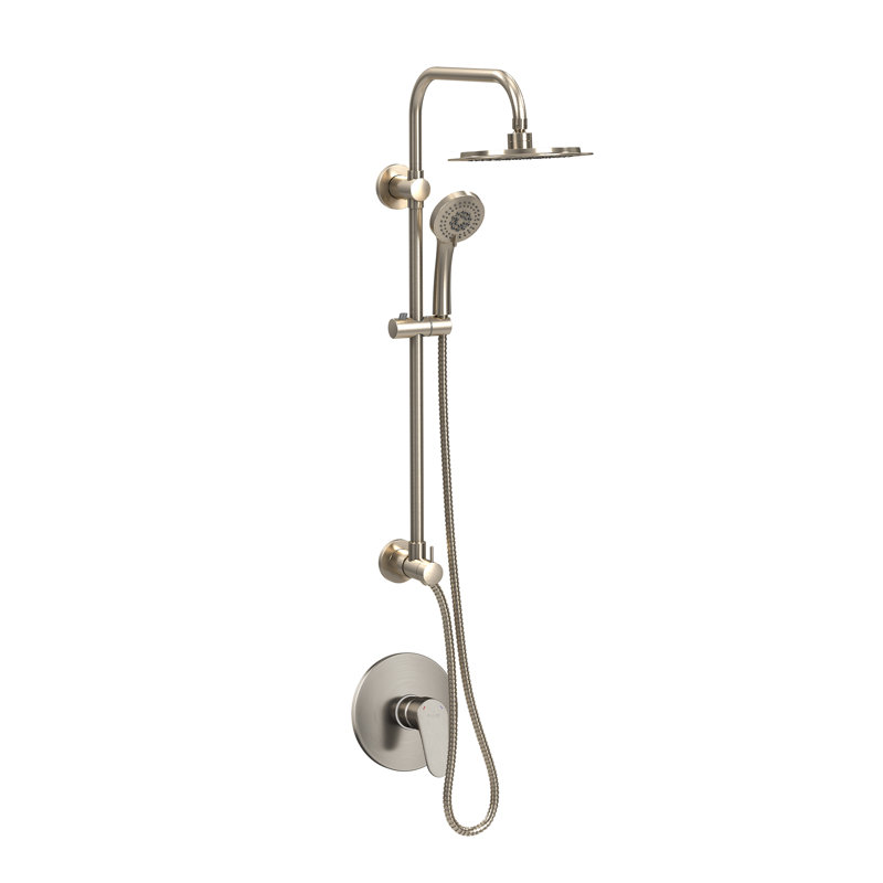 Système de douche à jet de pluie 8 po SeaBreeze II avec barre coulissante réglable à main et soupape de mélange 1,8 gal / min