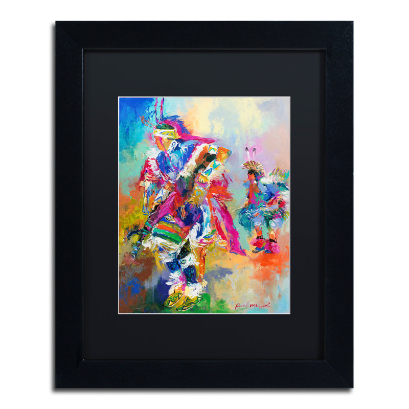 « pow wow », reproduction sur toile, H 14 po x l 11 po x P 0,5 po, Noir, Cadre noir
